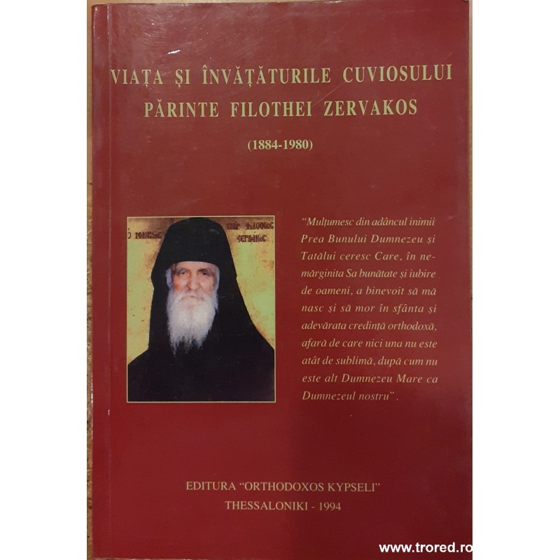 Viata si invataturile cuviosului parinte Filothei Zervakos (1884-1980)