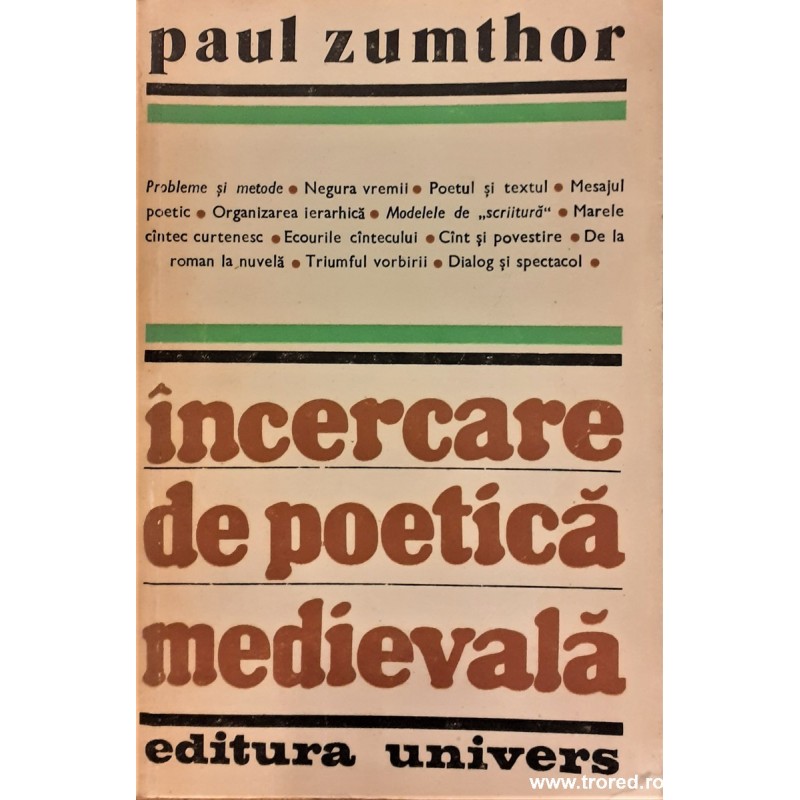 Incercare de poetica medievala
