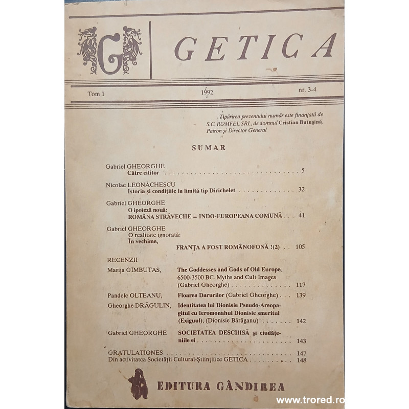 Getica Nr. 3-4 Anul 1992