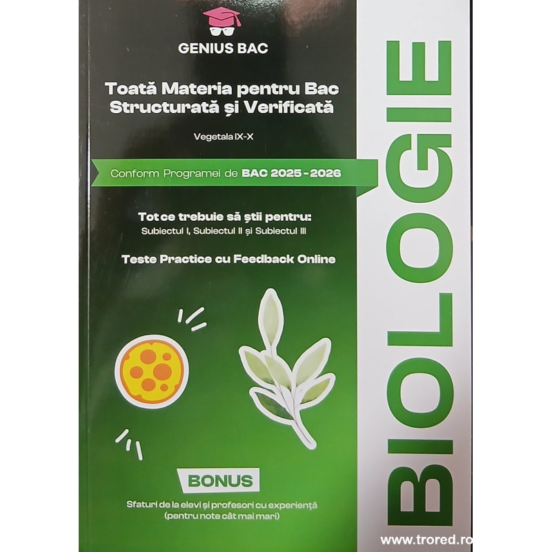 Biologie pentru bac 2025-2026 Toata materia structurata si verificata